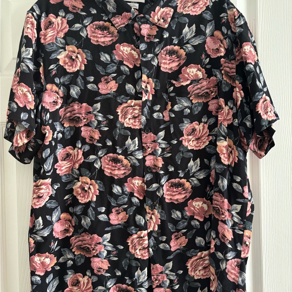 Floral Black and Pink Men's Shirt